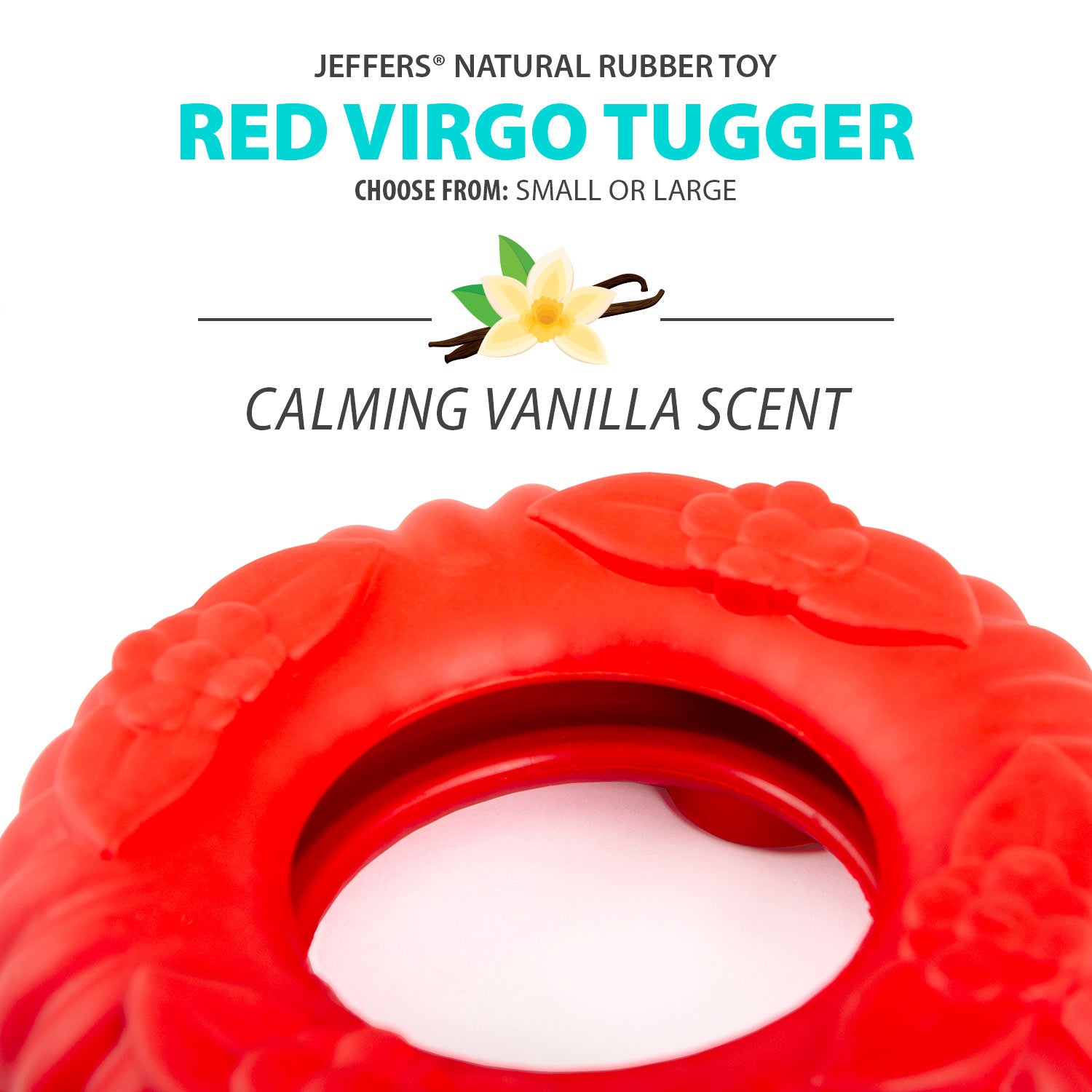 Jeffers Red Virgo Tugger Natural Rubber Dog Dental Chew Toy for Interactive or Solo Play