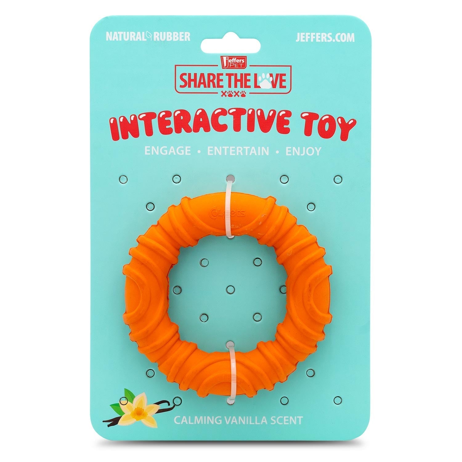 Jeffers Wavy Ring Tugger Natural Rubber Dog Chew Toy for Tug, Fetch & Dental Support