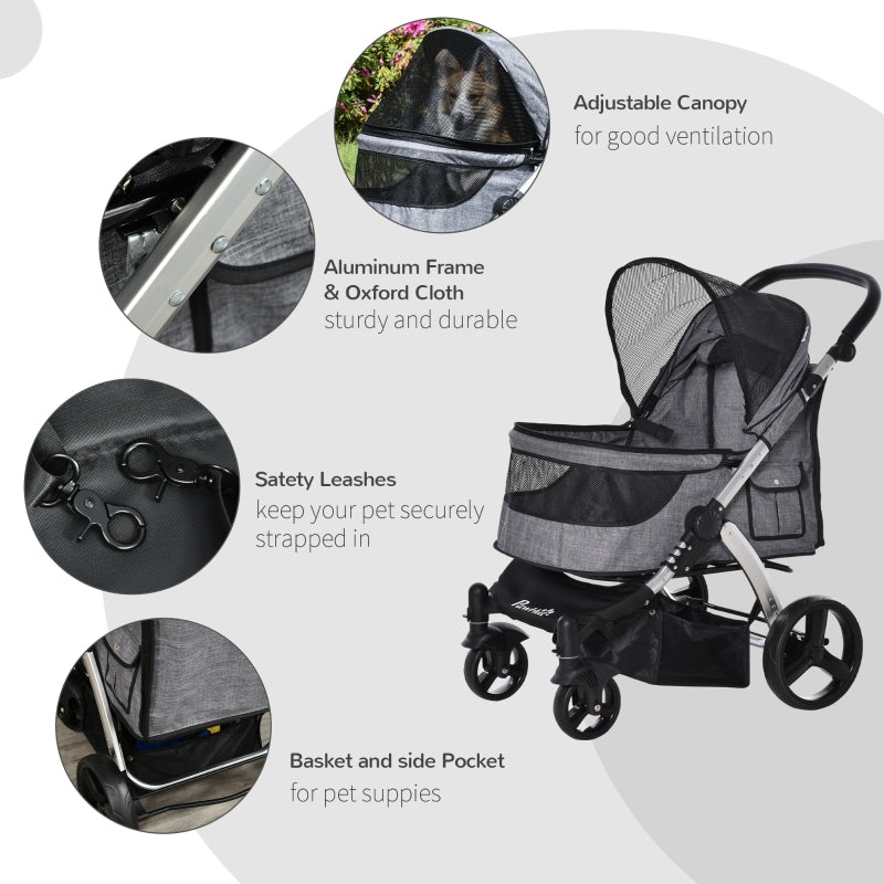 Travel Pet Stroller with Adjustable Handlebar