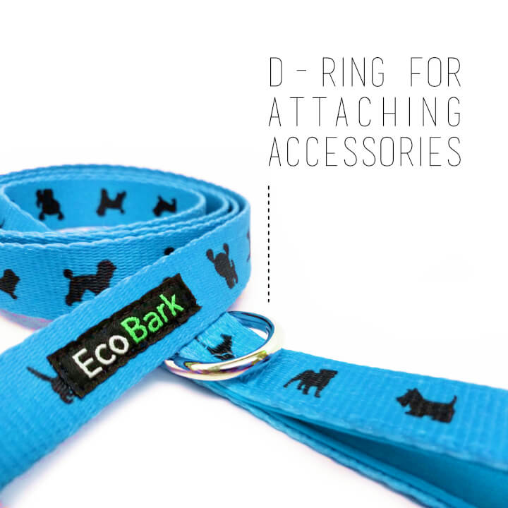 EcoBark Sky Blue Dog Leash- Padded Comfort Grip Padded Leash Dog Pattern - 4 Foot, 5 Foot, 6 Foot Leash for Small and Medium Dogs