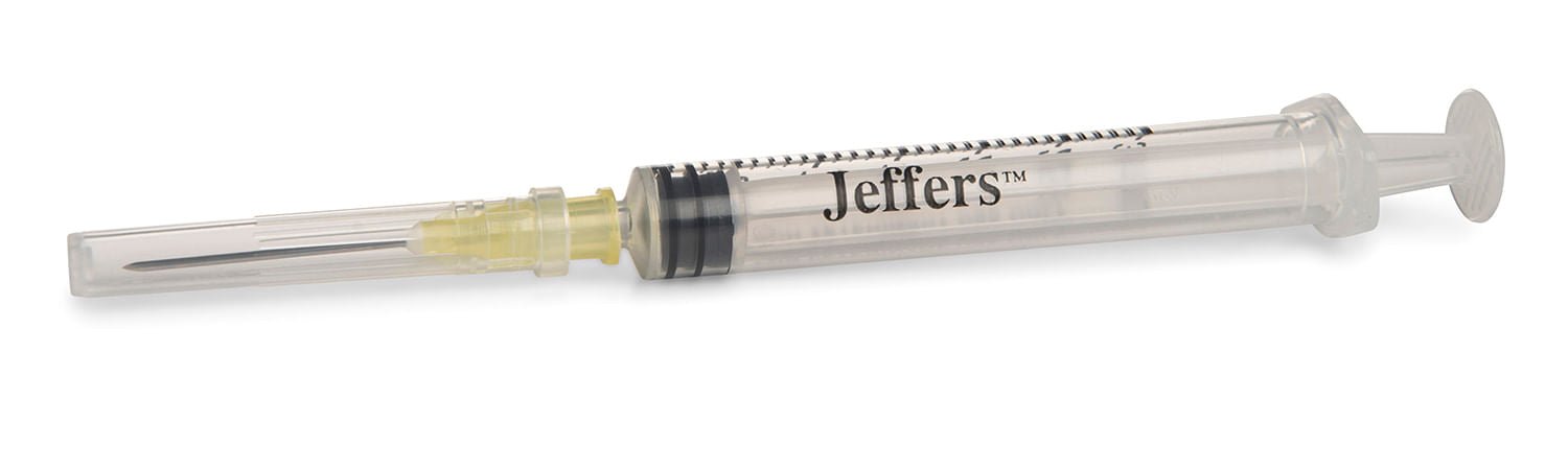 Jeffers Luer Lock (LL) Syringe/Needle Combo, Box of 100