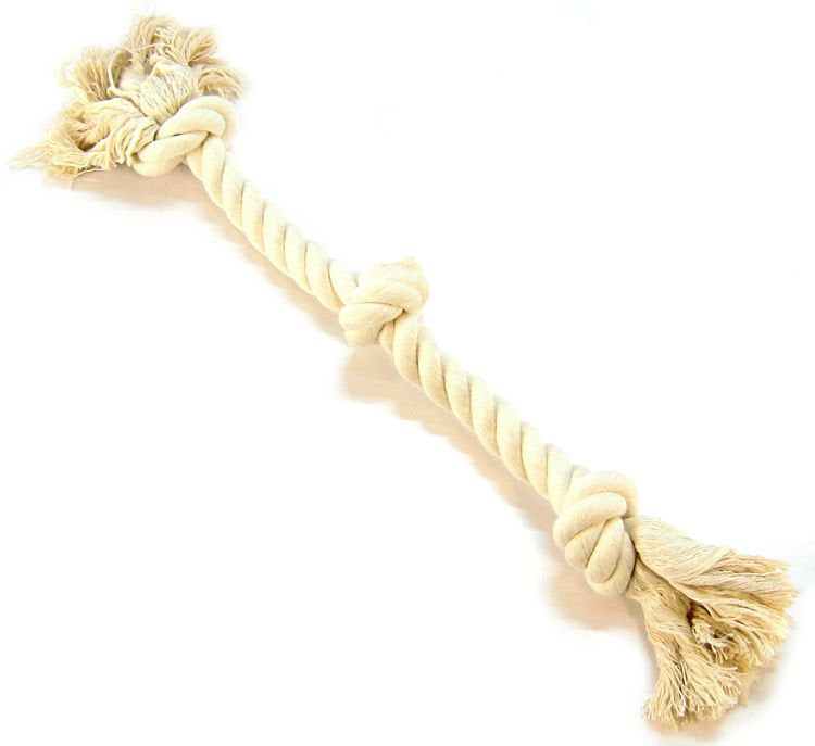 Mammoth Flossy Chews 100 Percent Natural Cotton Rope Dog Toys - Premium White Knot Dog Rope Toy - Interactive Dog Tug Toy - Tug Dog Chew Toy For Small To Medium Dogs - Medium 20'