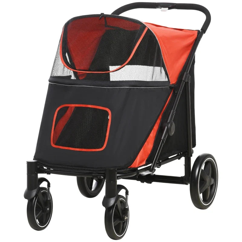 One-Click Foldable Stroller for Large Medium Small Dogs, Pet, Cats with Storage