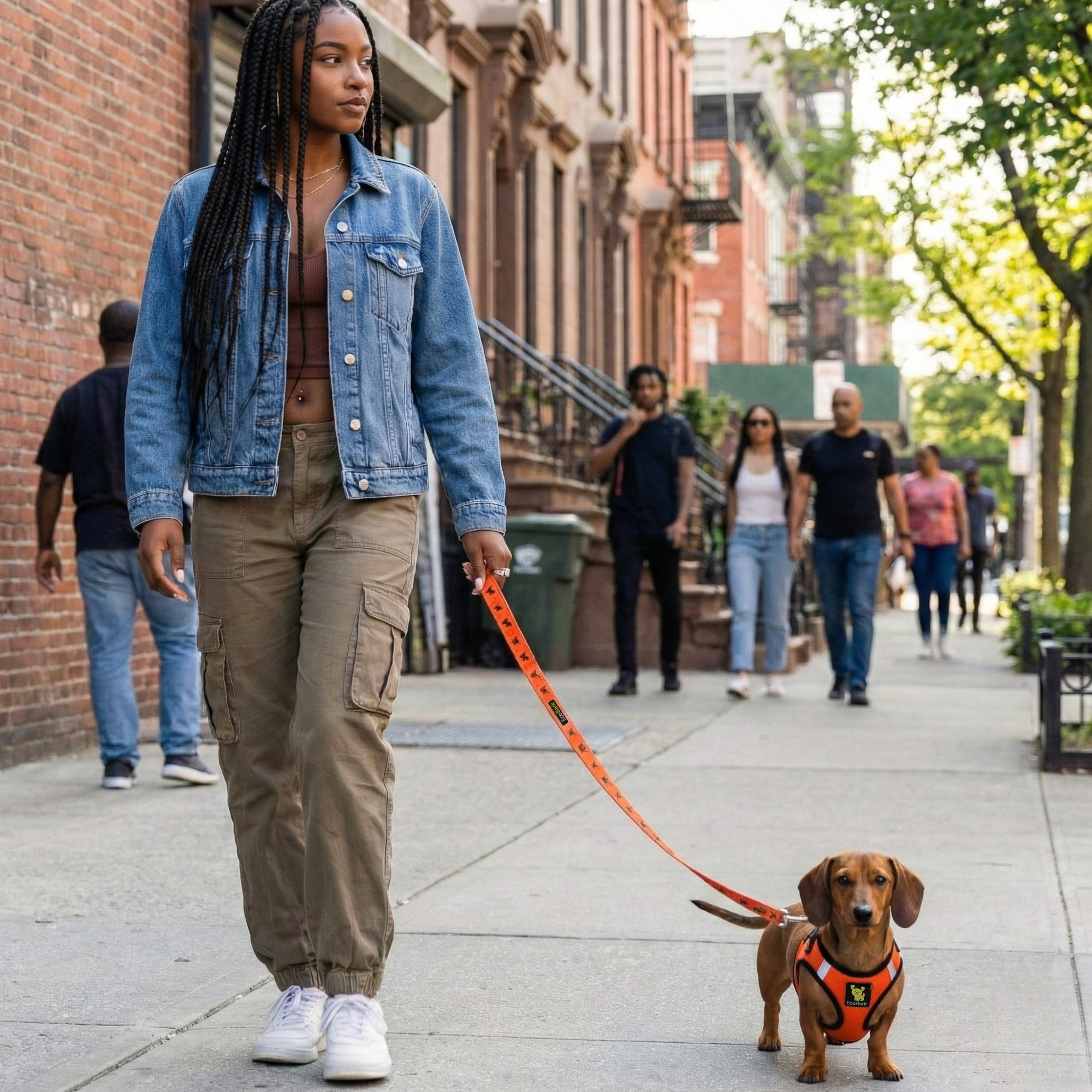 EcoBark Step In Dog Harness - Teacup & Small Breeds- Reflective Soft Mesh Harness for Teacup, Small Dogs and Puppies / Orange