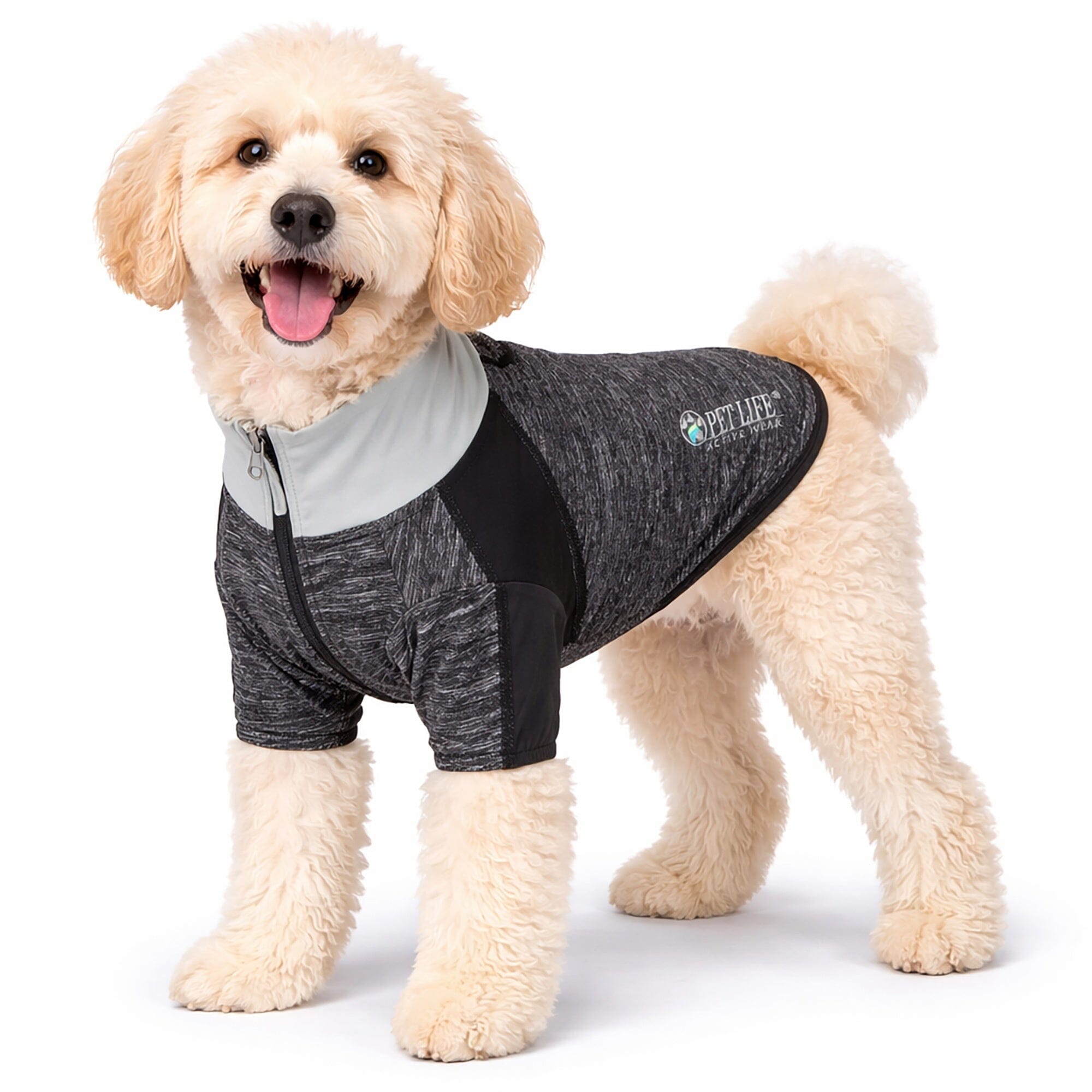 Pet Life ® Active 'Chewitt Wagassy' 4-Way-Stretch Yoga Fitness Long-Sleeve Dog T-Shirt