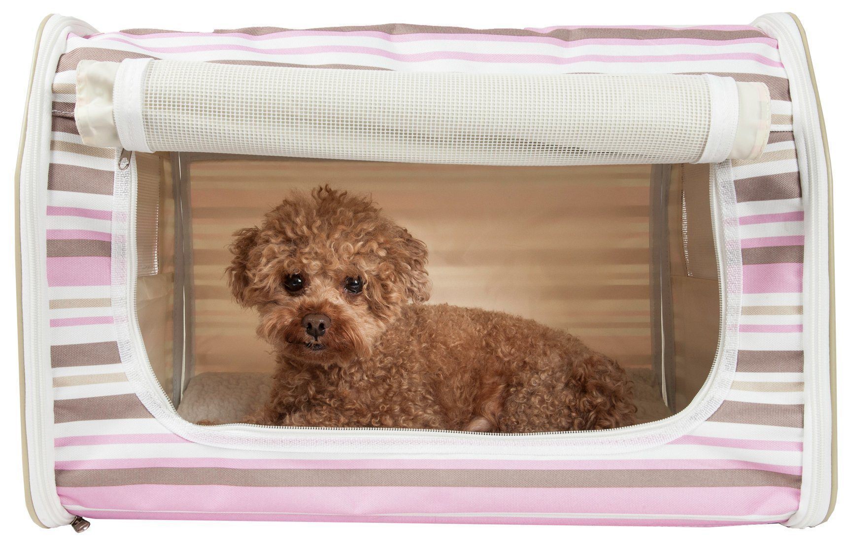 Pet Life ® 'Easy Folding' Zippered Folding Collapsible Wire Framed Lightweight Pet Dog Crate Carrier