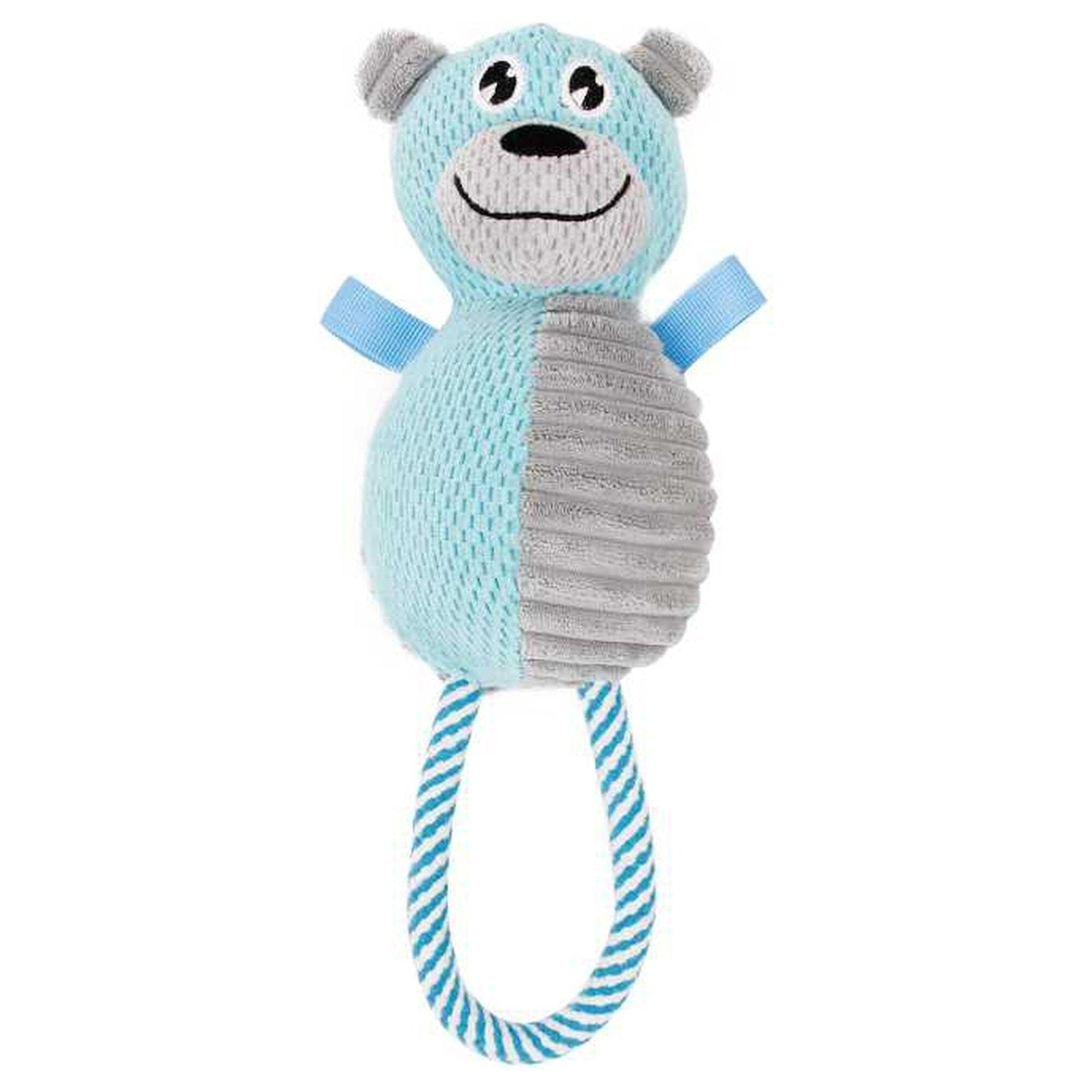 Pet Life ® Huggabear Natural Jute Squeaking and Tug Plush Dog Toy