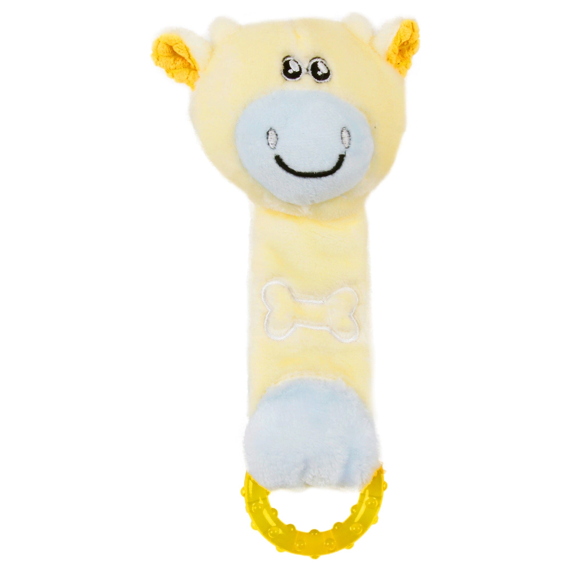 Pet Life ® Moo-Born Plush Squeaky and Crinkle Newborn Rubber Teething Cat and Dog Toy