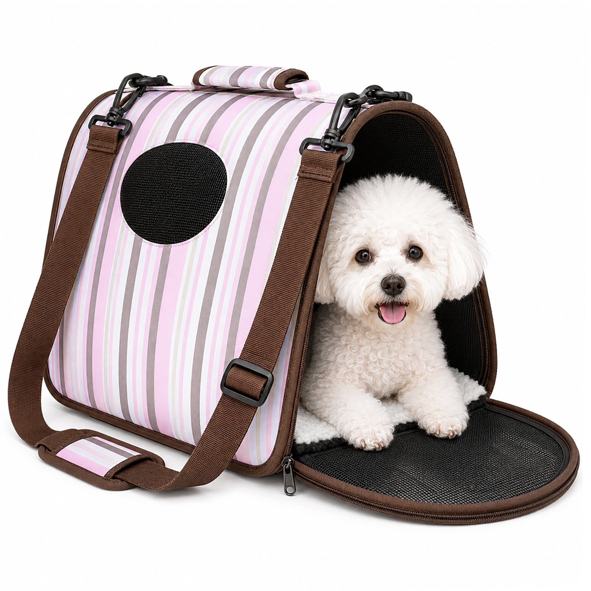 Pet Life ® Paw Patterned Airline Approved Zippered Folding Collapsible Travel Pet Dog Carrier