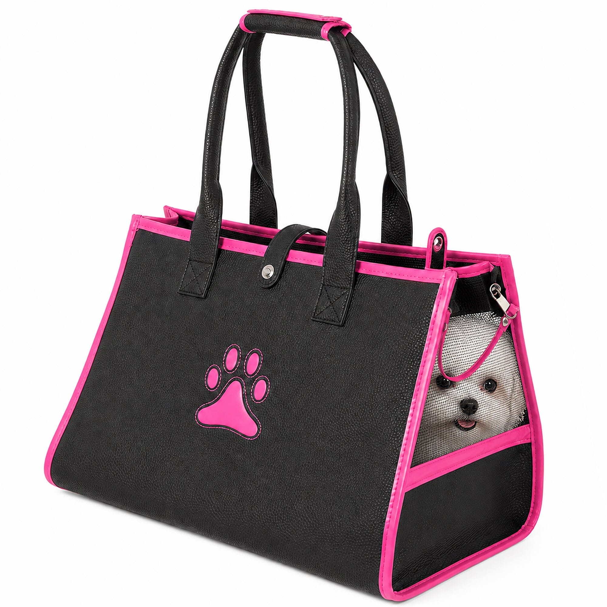 Pet Life ® Posh Paw Elegant Leatherette Designer Fashion Travel Pet Dog Carrier Tote