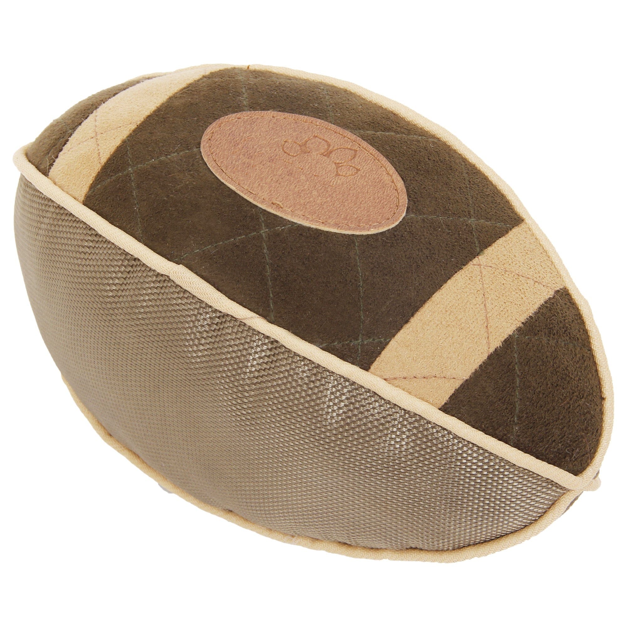 Pet Life ® Pugskin Durable Oxford Nylon and Mesh Plush Squeaky Football Dog Toy