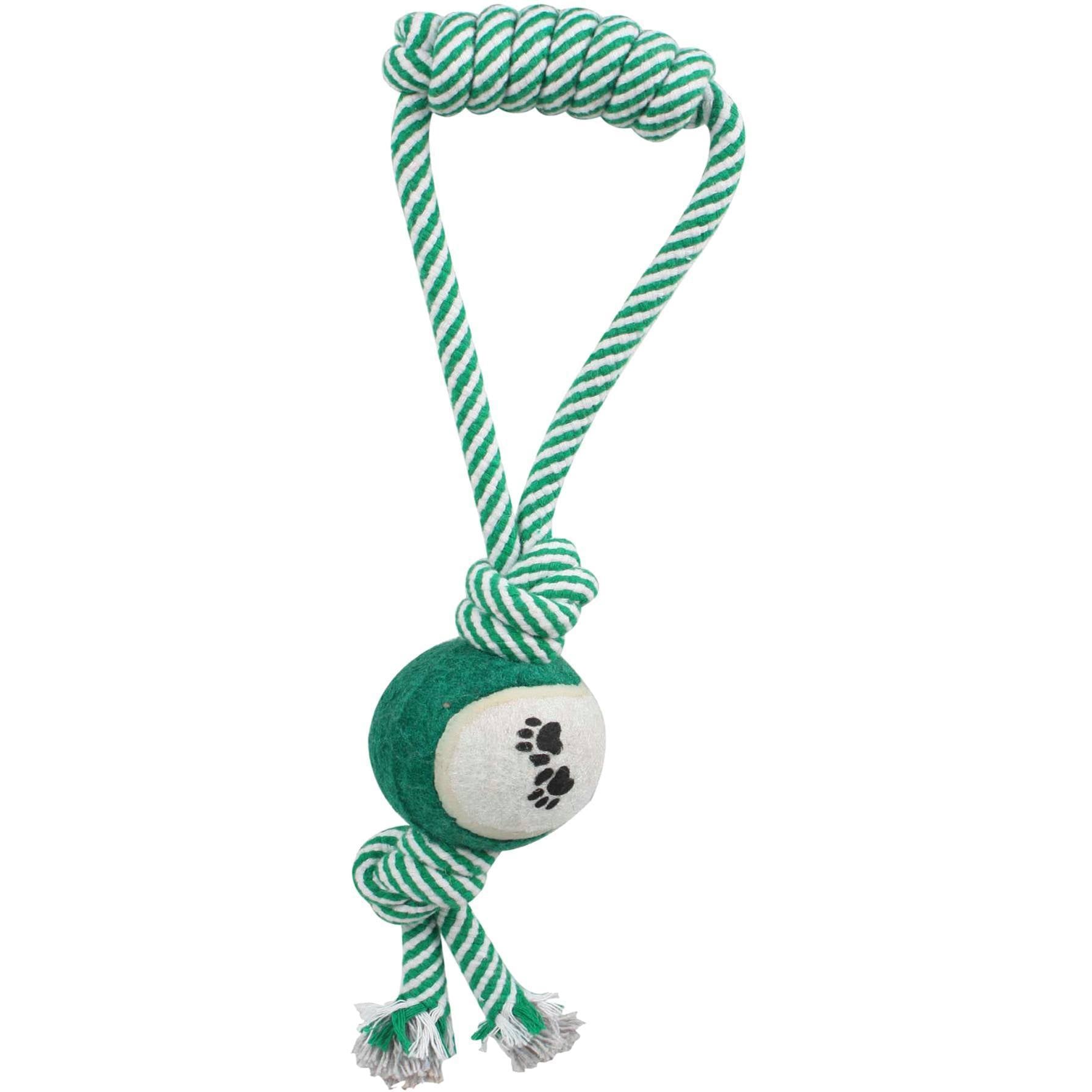 Pet Life ® Pull Away All Natural Jute Rope and Tennis Ball Dog Toy