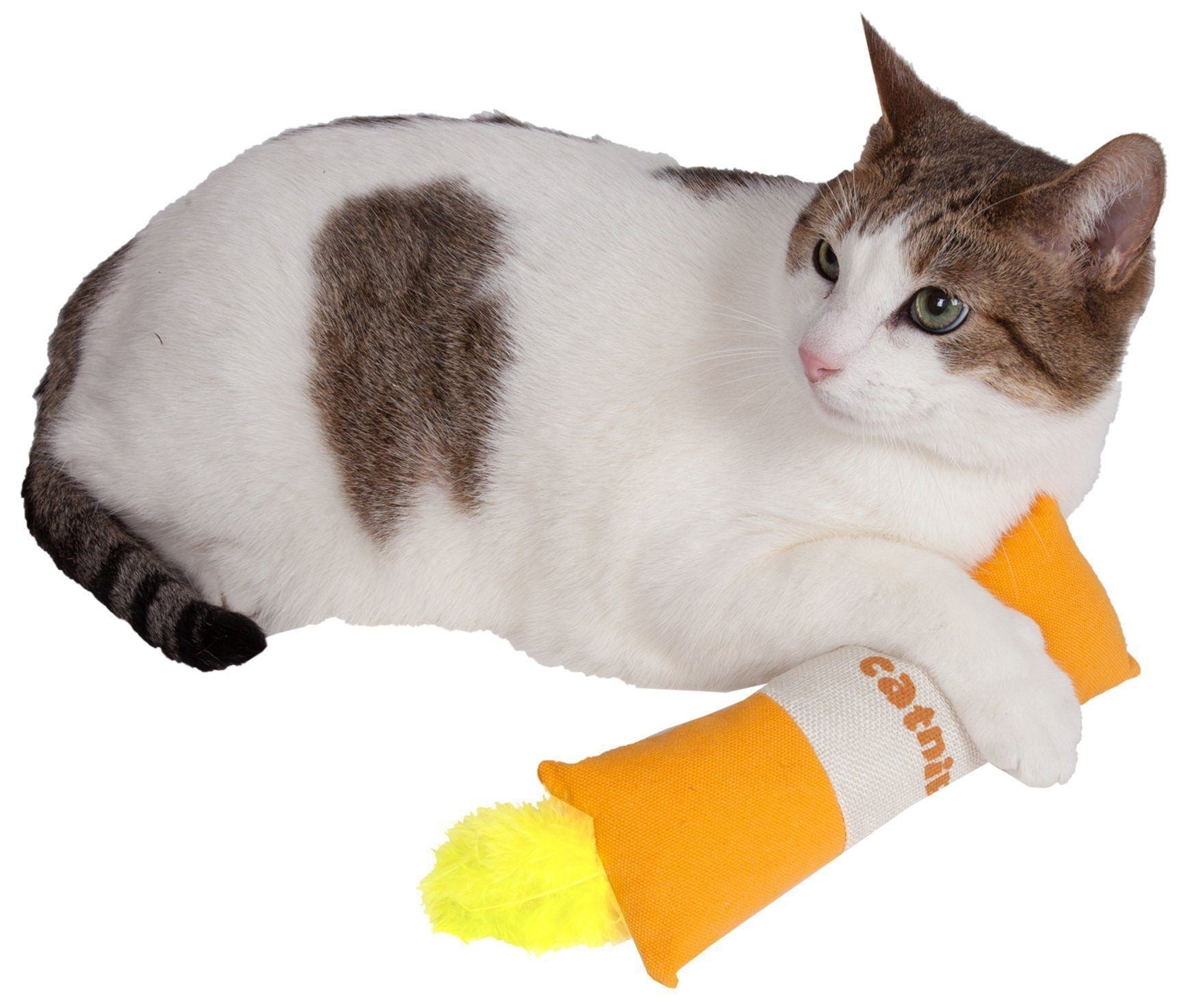 Pet Life ® Duffle Feathered Squeak and Crinkle Teaser Plush Cat Toy