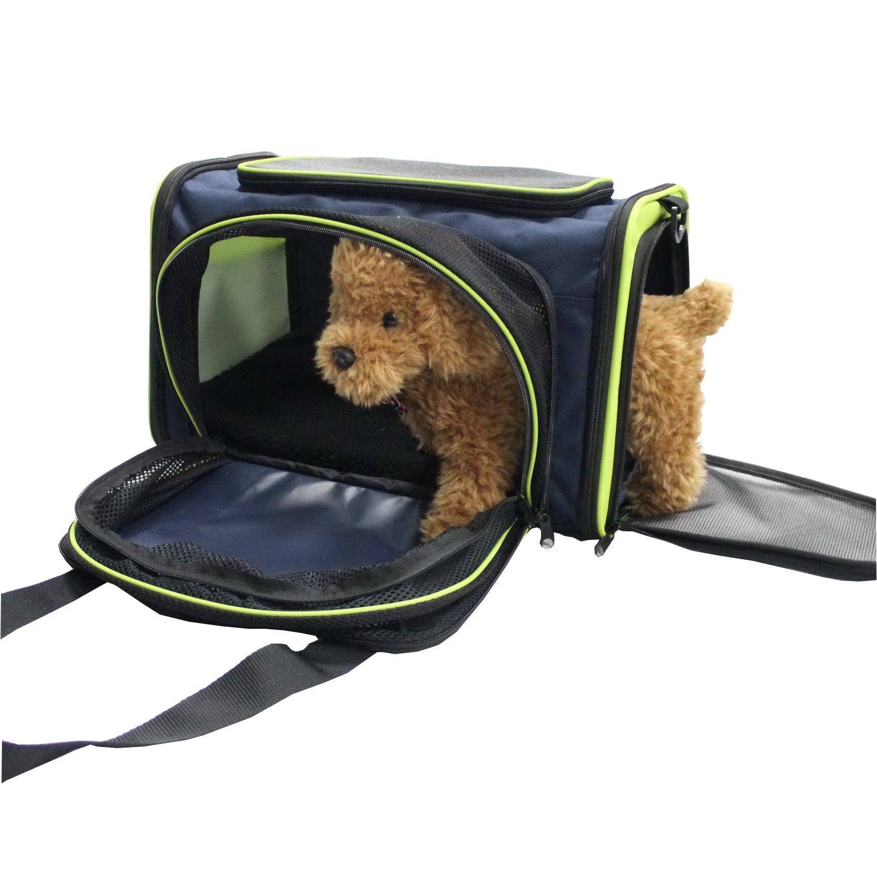 Pet Life ® 'Roomeo' Airline Approved Dual Expandable and Folding Collapsible Fashion Travel Pet Dog Carrier Crate