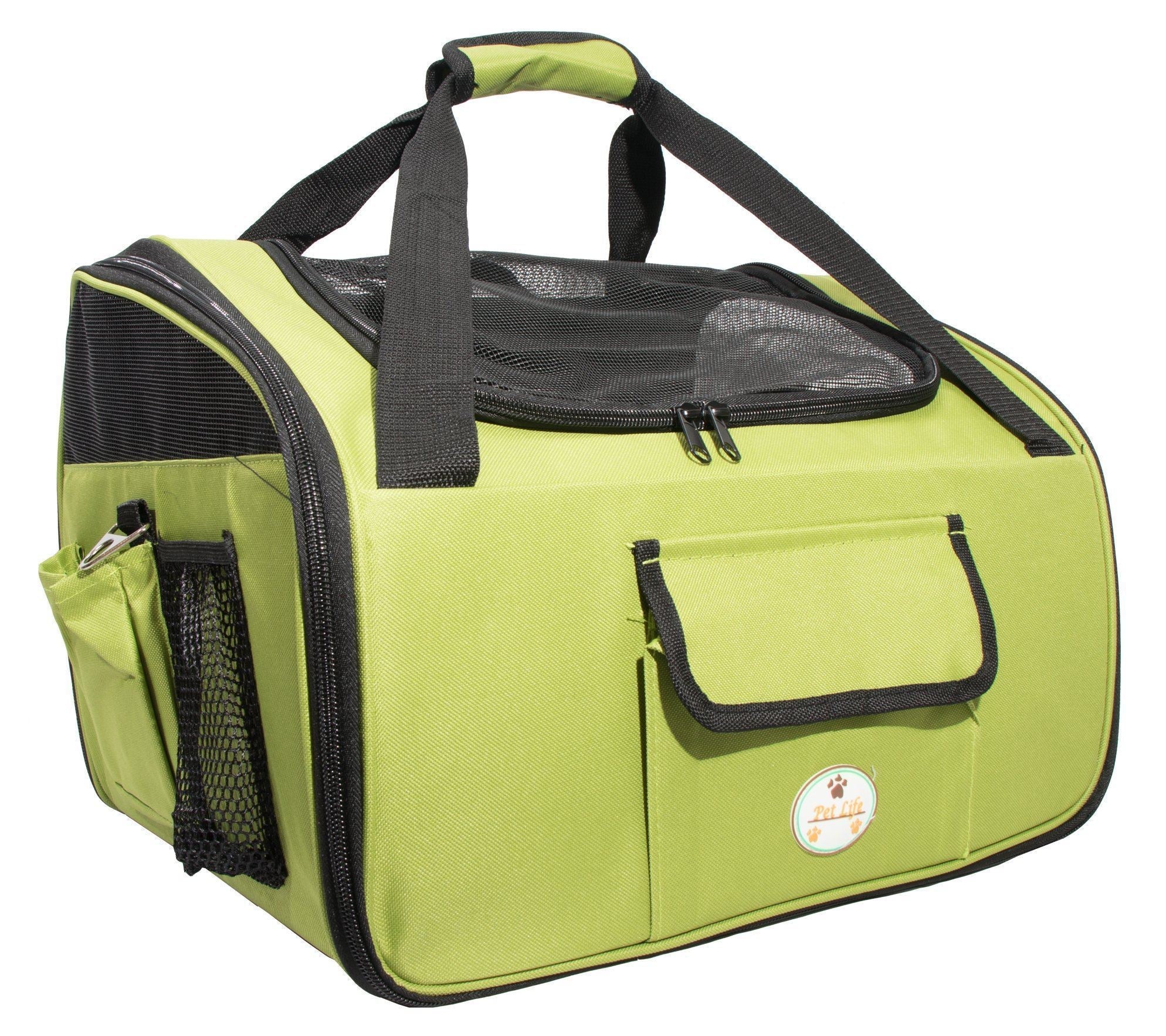 Pet Life ® 'Ultra-Lock' Collapsible Safety Travel Wire Folding Pet Dog Carseat Car Seat Carrier crate