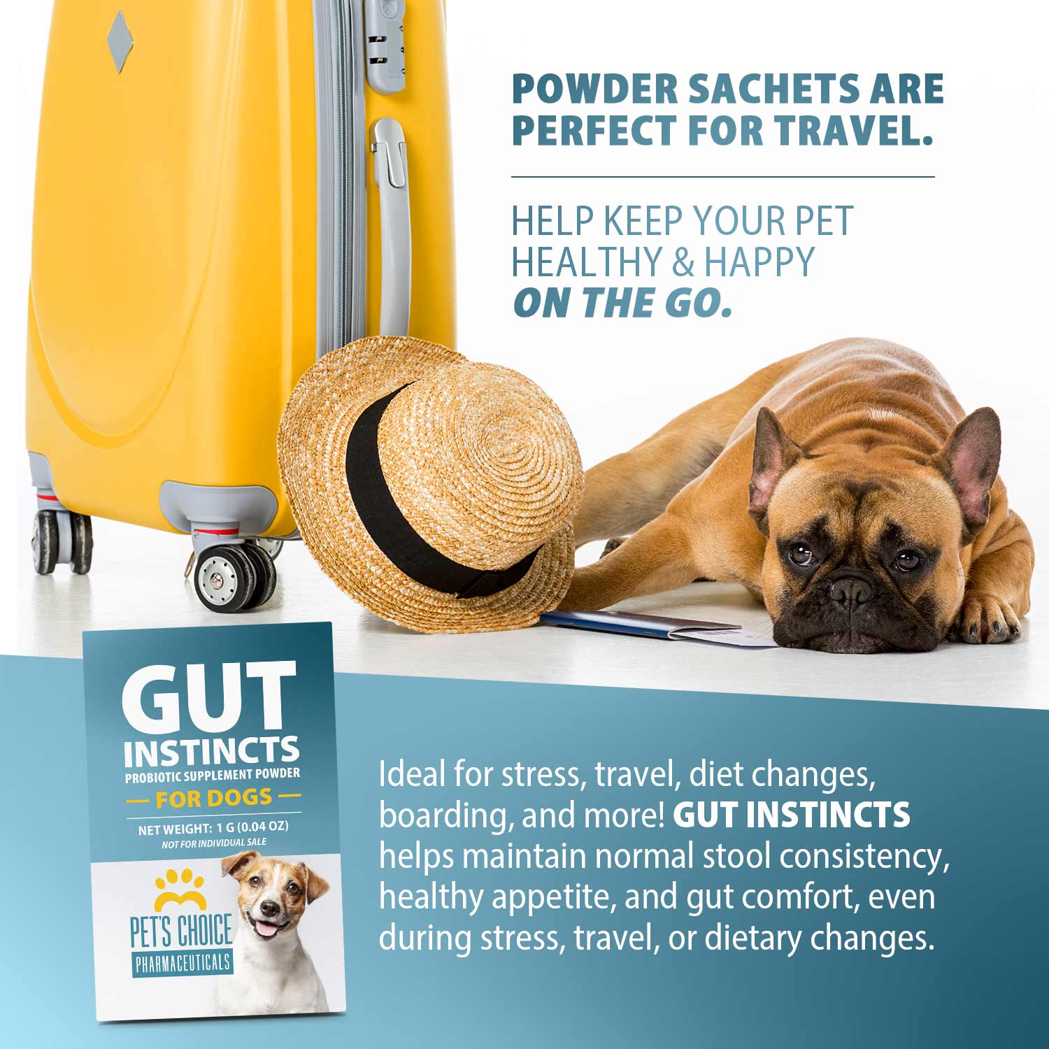 Pet's Choice Gut Instincts Probiotic Powder Packets for Dogs  Daily Digestive & Immune Support, 30 Count
