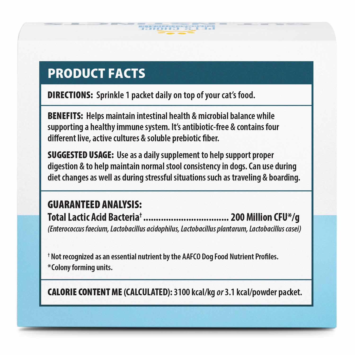 Pets Choice Gut Instincts Probiotic Supplement for Cats, Digestive & Immune Support, 30 Powder Packets, Made in USA