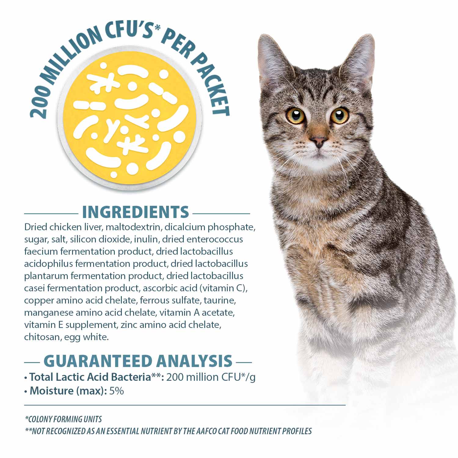 Pets Choice Gut Instincts Probiotic Supplement for Cats, Digestive & Immune Support, 30 Powder Packets, Made in USA