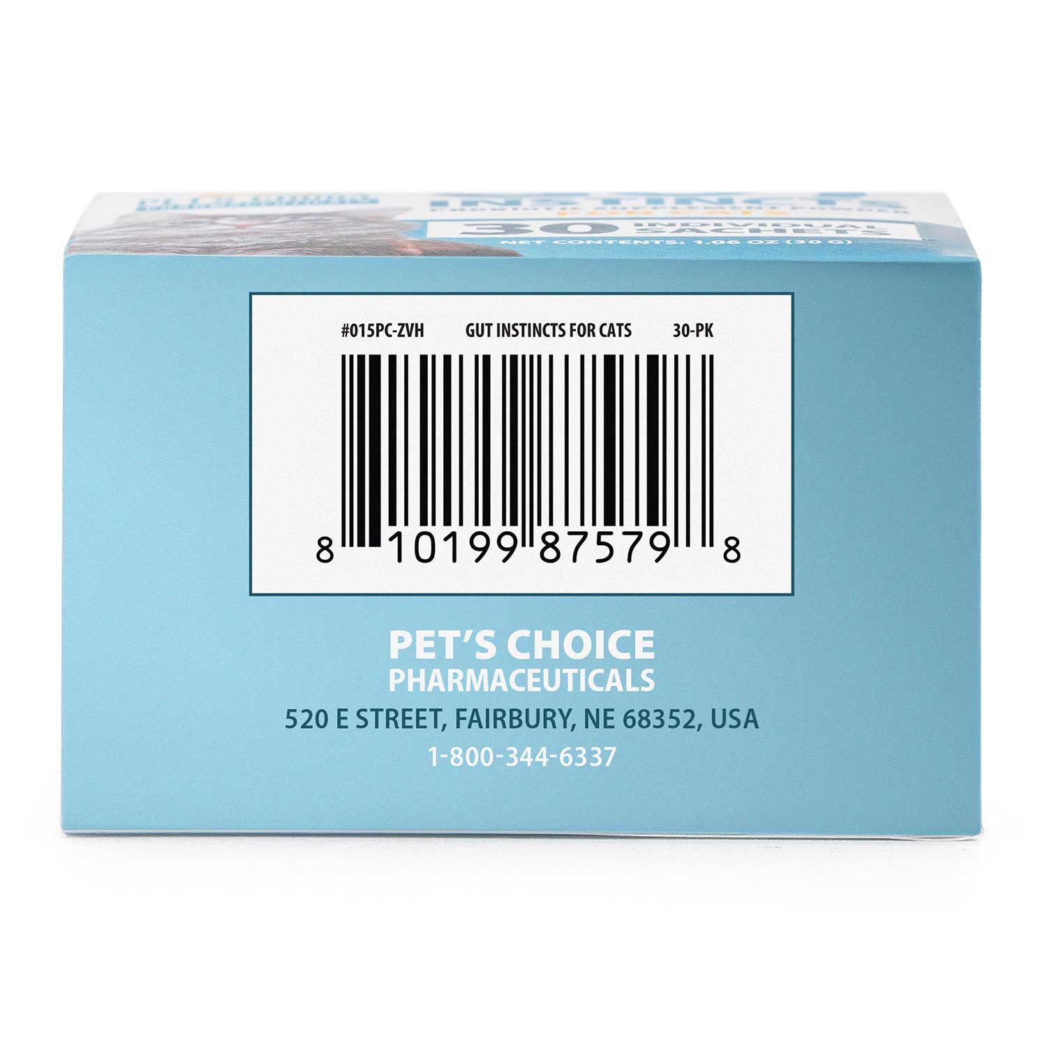 Pets Choice Gut Instincts Probiotic Supplement for Cats, Digestive & Immune Support, 30 Powder Packets, Made in USA