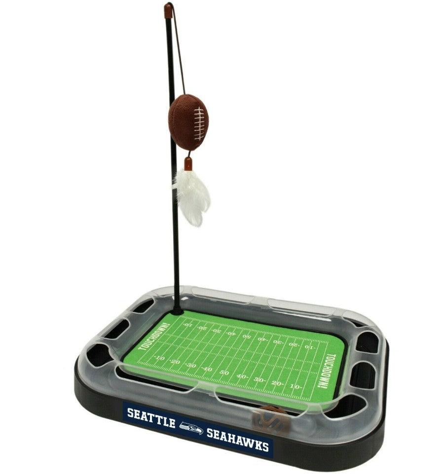 Pets First Cat Track Toy Pets First Seattle Seahawks Football Field Cat Scratcher Toy With Catnip Filled Plush Toy. Feather Cat Toy Hanging. Jingle Bell Interactive Ball Cat Chasing 5-In-1 Kitty Toy