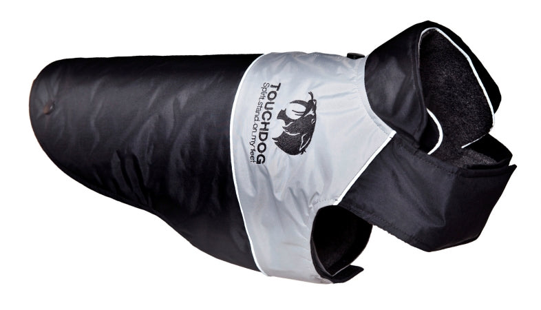 Touchdog Lightening-Shield Waterproof 2-In-1 Convertible Dog Jacket With Blackshark Technology- Black - Large