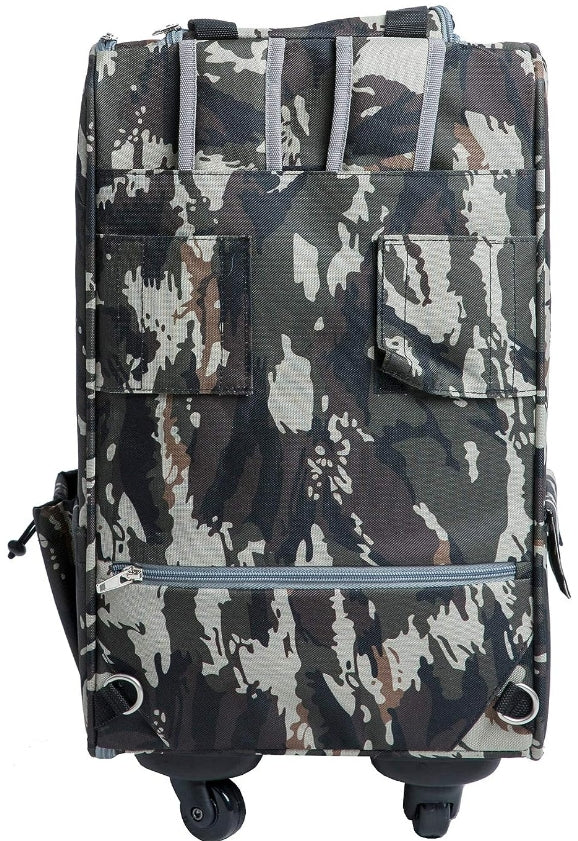 Petique 5-In-1 Pet Carrier, Features: Rolling, Top Handle, Backpack, Luggage Attachment, Car Seat All In One For Small To Medium Dog, Cat, Bunny, Supports Pets Up To 25Lbs - Army Camo
