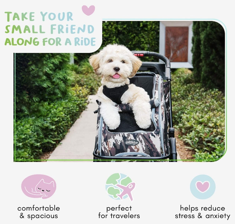 Petique 5-In-1 Pet Carrier, Features: Rolling, Top Handle, Backpack, Luggage Attachment, Car Seat All In One For Small To Medium Dog, Cat, Bunny, Supports Pets Up To 25Lbs - Sunset Strip