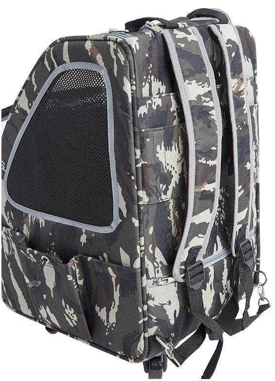 Petique 5-In-1 Complete Travel System With Pet Carrier And Pet Stroller, Stainless Steel Shock Absorption Bike Tires, Sturdy, Lightweight, Large Storage Basket, Supports Pets Up To 25Lbs - Army Camo