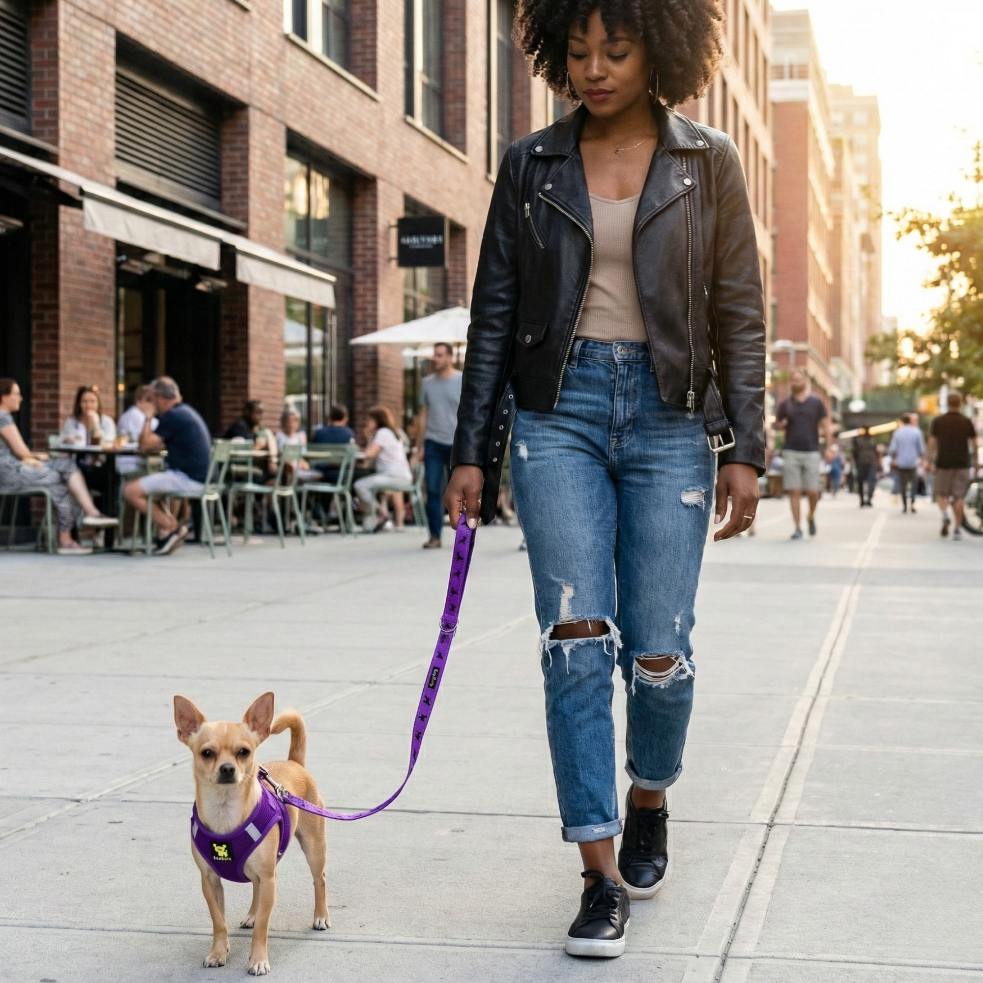 EcoBark Step In Dog Harness - Teacup & Small Breeds- Reflective Soft Mesh Harness for Teacup, Small Dogs and Puppies / Purple