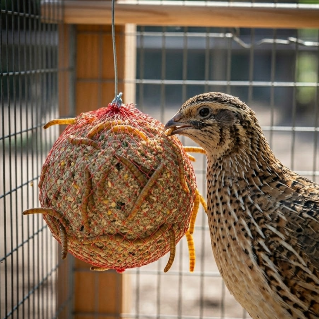Quail & Gamebird Knödel — Enrichment Feed Ball with Mealworms 2 pack