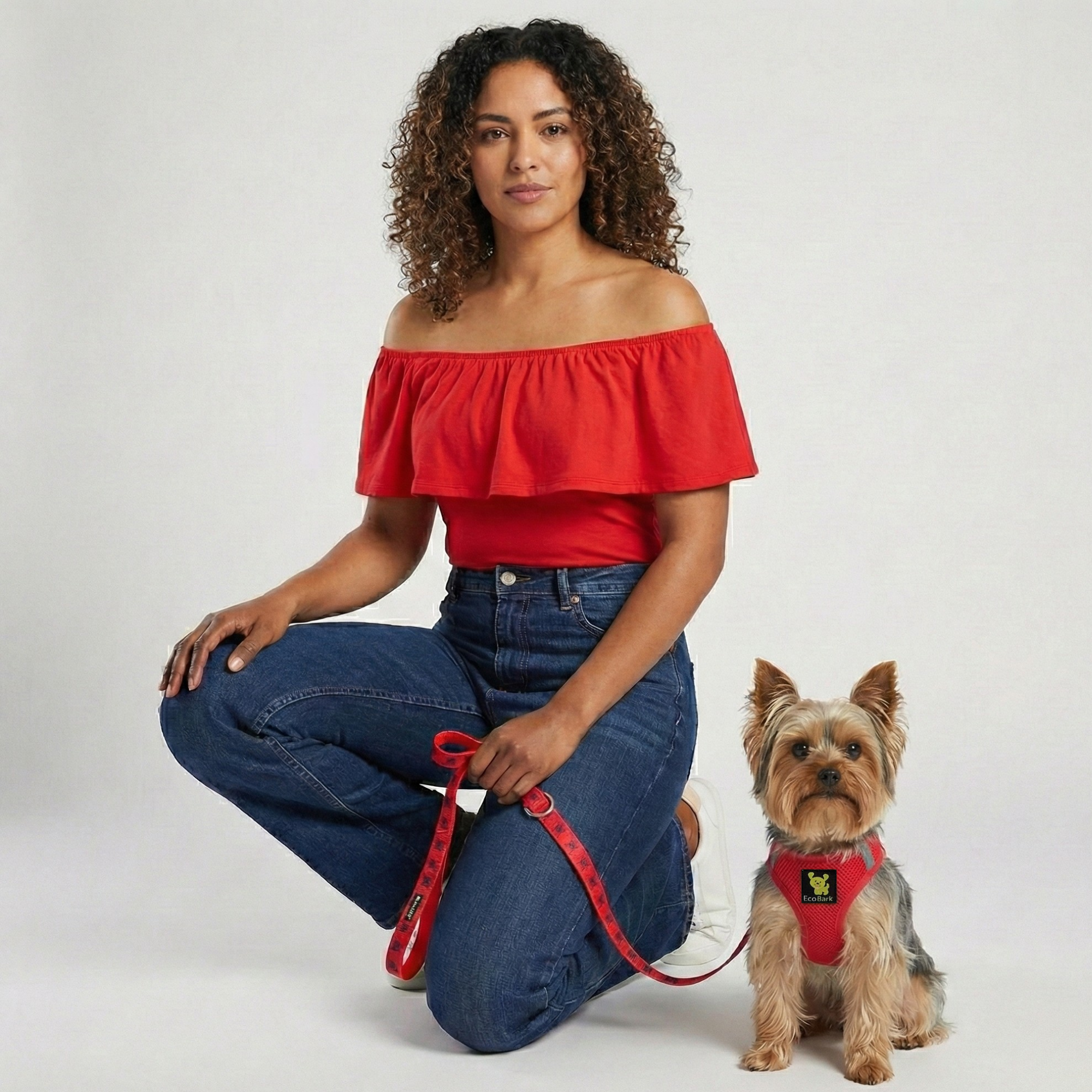 EcoBark Cherry Red Dog Leash- Padded Comfort Grip Leash with Dog Pattern - 4 ft, 5 ft, and 6 ft Leash for Small and Medium Dogs