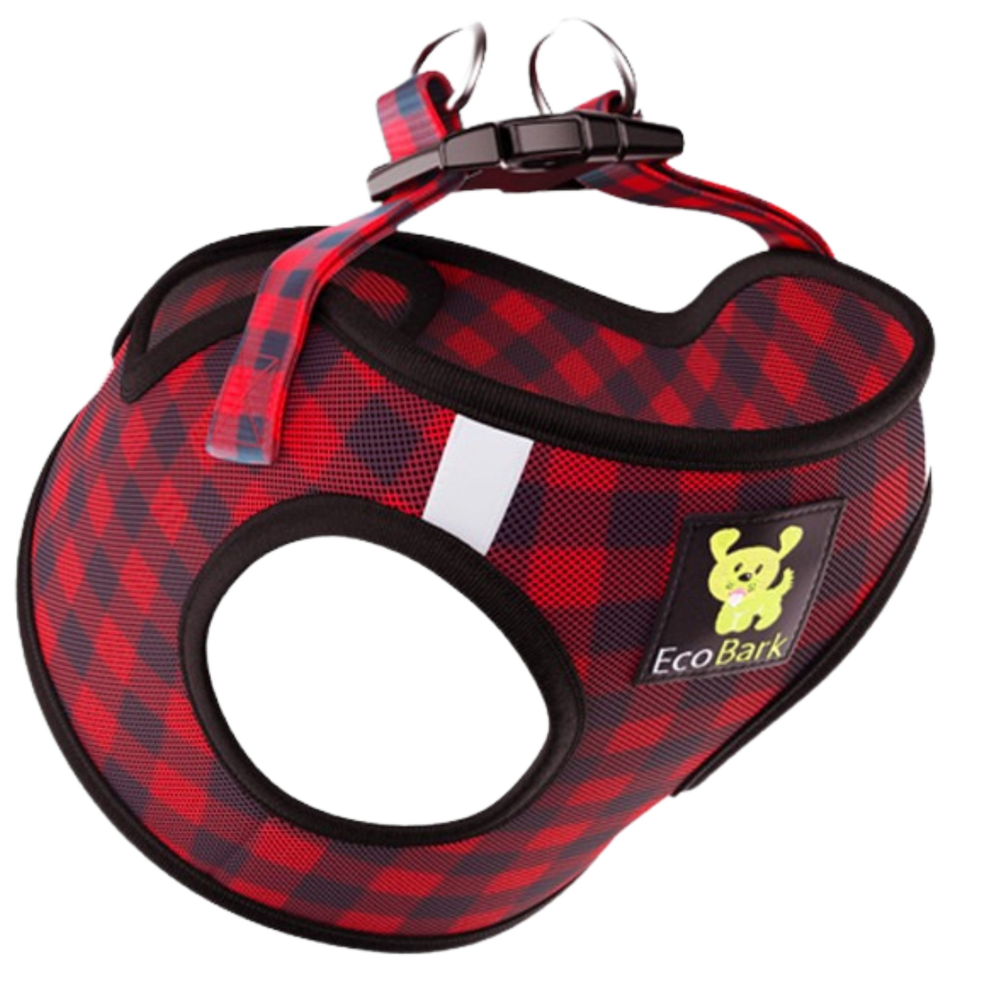 EcoBark Step In Dog Harness - Teacup & Small Breeds- Reflective Soft Mesh Harness for Teacup, Small Dogs and Puppies / Buffalo Plaid