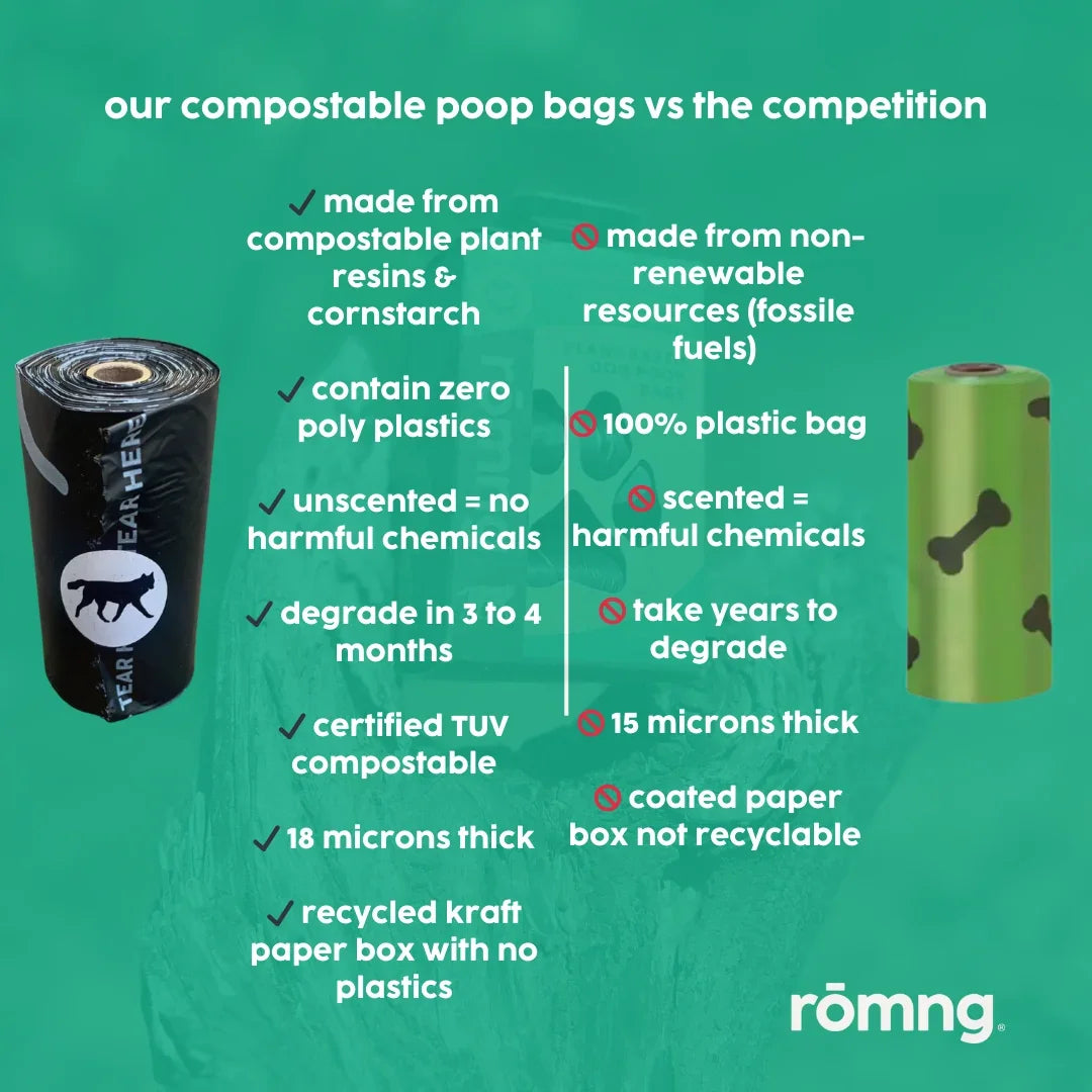 bamboo poop bag dispenser + compostable roll