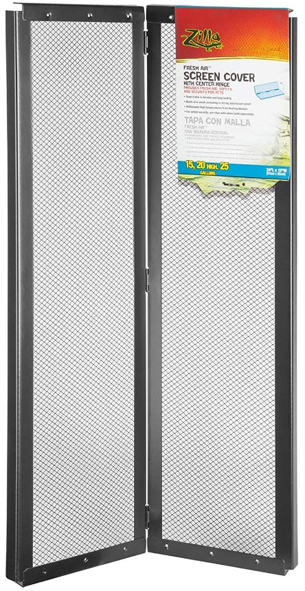 Zilla Pet Reptile Terrarium Fresh Air Screen Cover With Center Hinge 24' X 12'