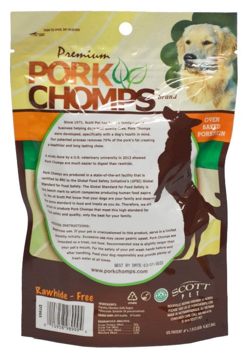 Pork Chomps Baked Pork Skin Dog Chews, 5-Inch Mini Twists, Real Chicken Wrap, 12 Count