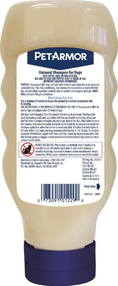 Petarmor Flea & Tick Protection Oatmeal Shampoo For Dogs, Hawaiian Ginger Scent, 18 Oz
