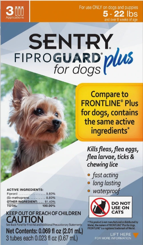 Sentry FiproGuard Plus IGR Flea and Tick Control for Small Dogs and Puppies