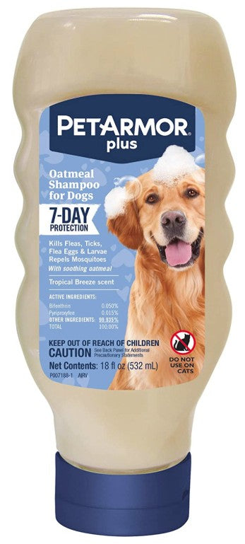 Petarmor Plus Flea And Tick Shampoo For Dogs, Oatmeal Flea Shampoo Kills Fleas, Ticks, And More, Tropical Breeze Scent, 18Oz
