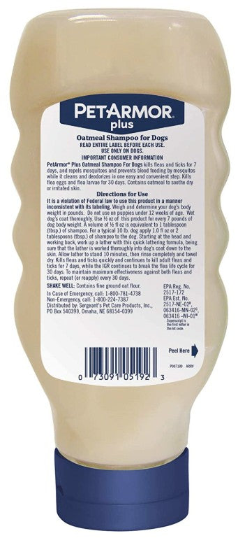 Petarmor Plus Flea And Tick Shampoo For Dogs, Oatmeal Flea Shampoo Kills Fleas, Ticks, And More, Tropical Breeze Scent, 18Oz