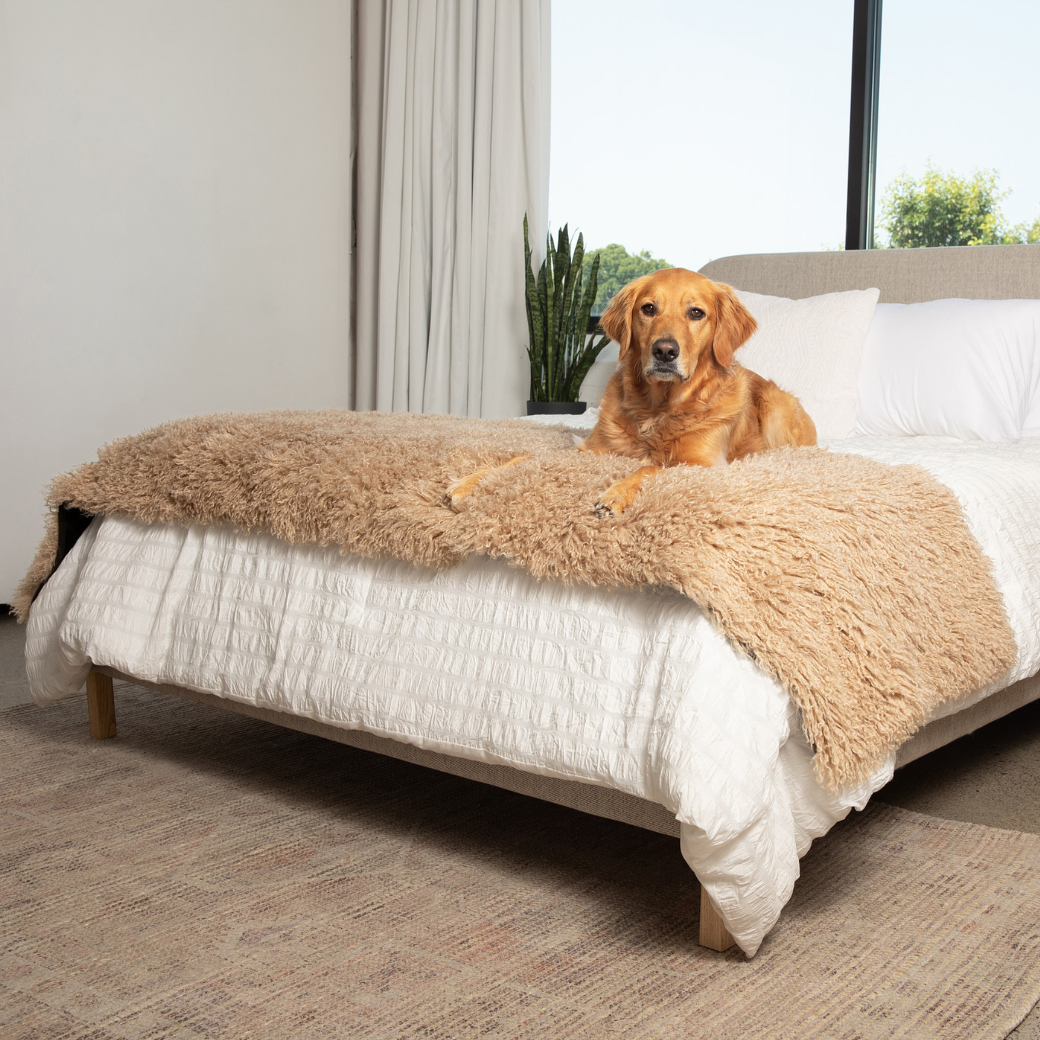 PupProtector Luxe Waterproof Bed Runner - Plush Sheep Tan