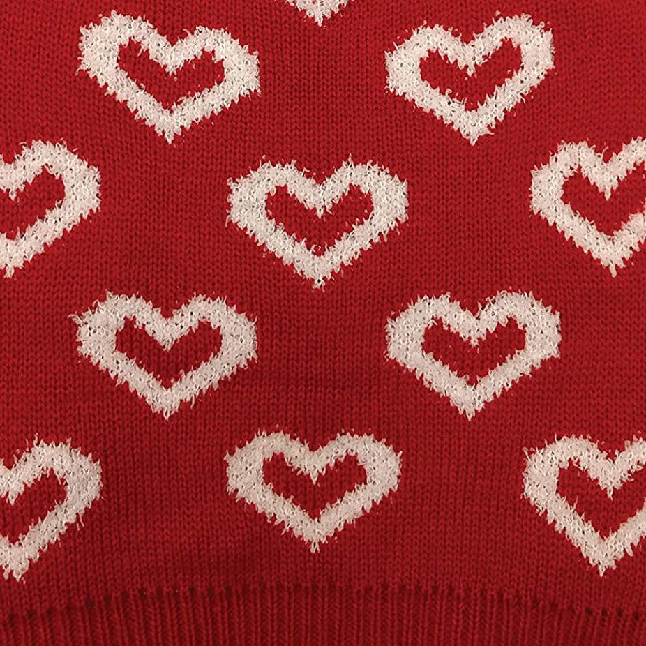 Fashion Pet/ Allover Hearts Sweater/Dog Sweater/Red/Medium