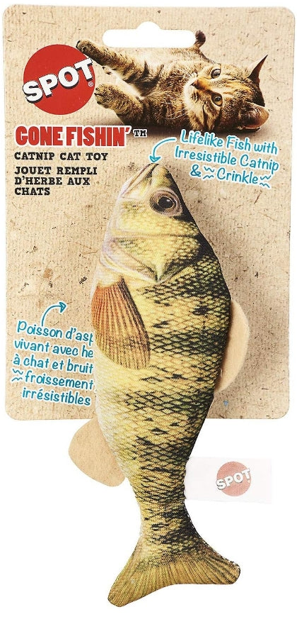 Spot Fanatic Fish - Plush Cat Toy With Catnip And Crinkle Sound, Realistic Looking Fish Toy For Cats & Kittens To Cuddle, Chase, Hug, Kick, And Swat -6.5In, 1 Piece