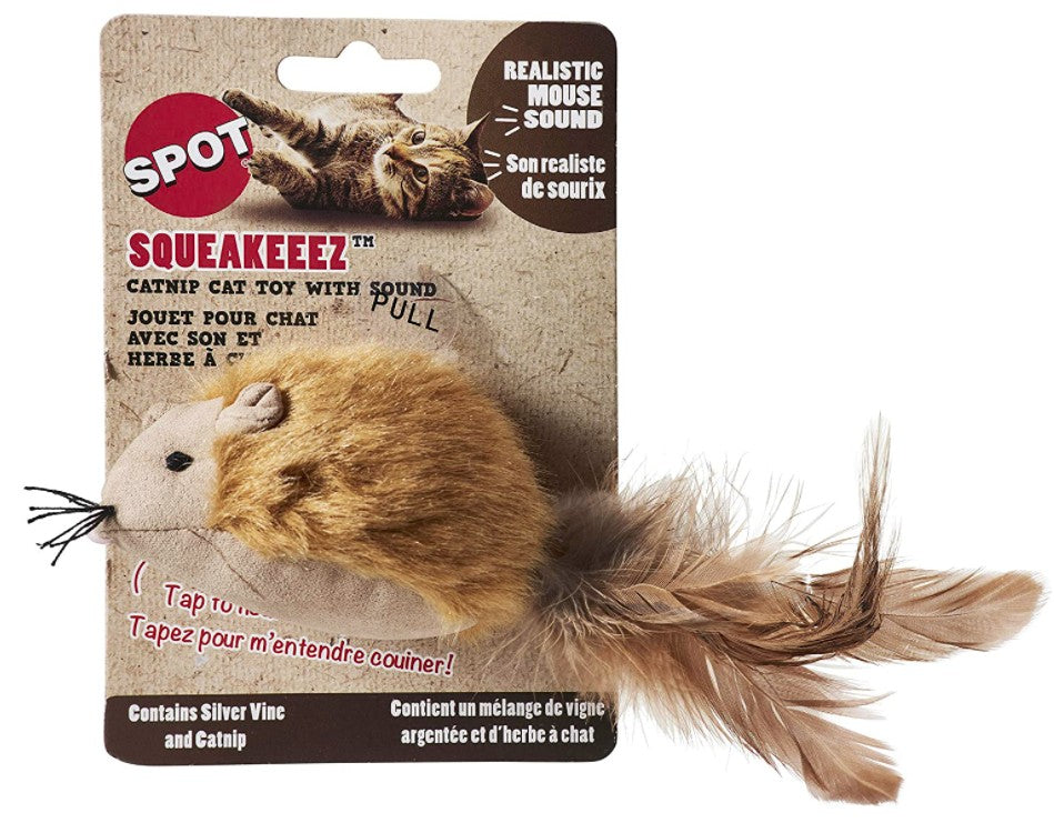 Squeakeeez Mouse Assorted/Touch Activated/Realistic Mouse Sound/With Catnip And Silver Vine Blend/Cat Toy