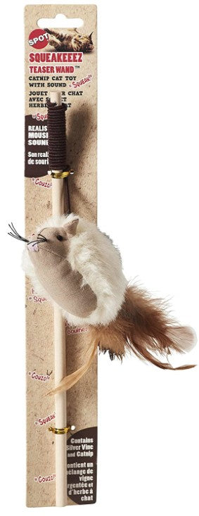 Squeakeeez Mouse Assorted/Touch Activated/Realistic Mouse Sound/With Catnip And Silver Vine Blend/Teaser Wand Cat Toy