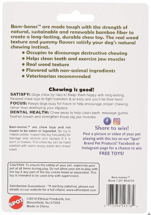 Spot Ethical Pets 54318 Bambone Bone Chicken Pet Chew Toys