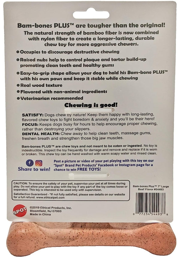 Spot Bambone Plus Beef Dog Chew Toy Large