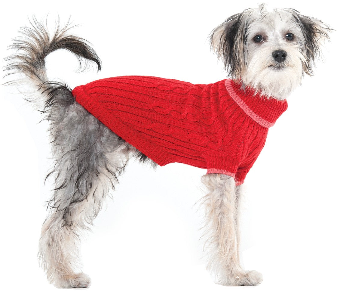 Fashion Pet Cable Knit Dog Sweater - Red (3 Pack)