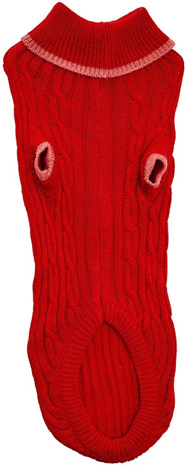 Fashion Pet Cable Knit Dog Sweater - Red (3 Pack)