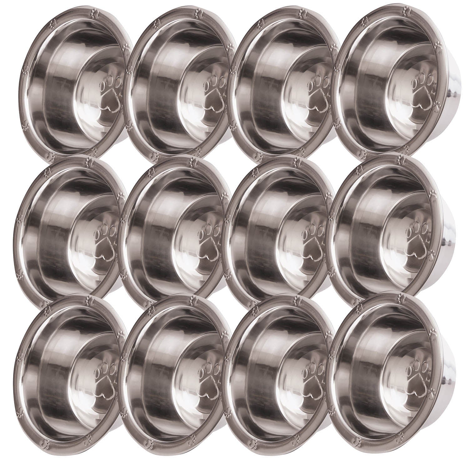 Jeffers Stainless Steel Embossed Wide-Lip Food & Water Pet Bowls