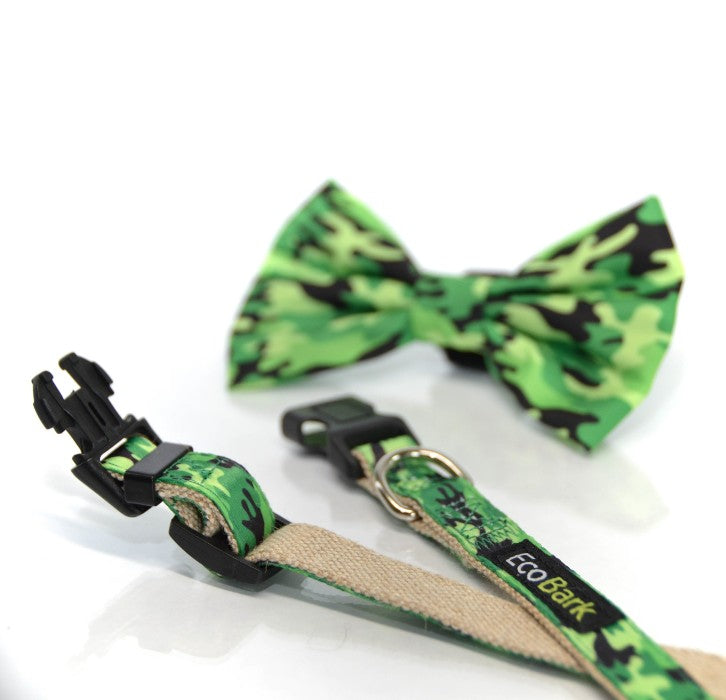 EcoBark Camo Bow Tie Dog Collar - Camouflage Print